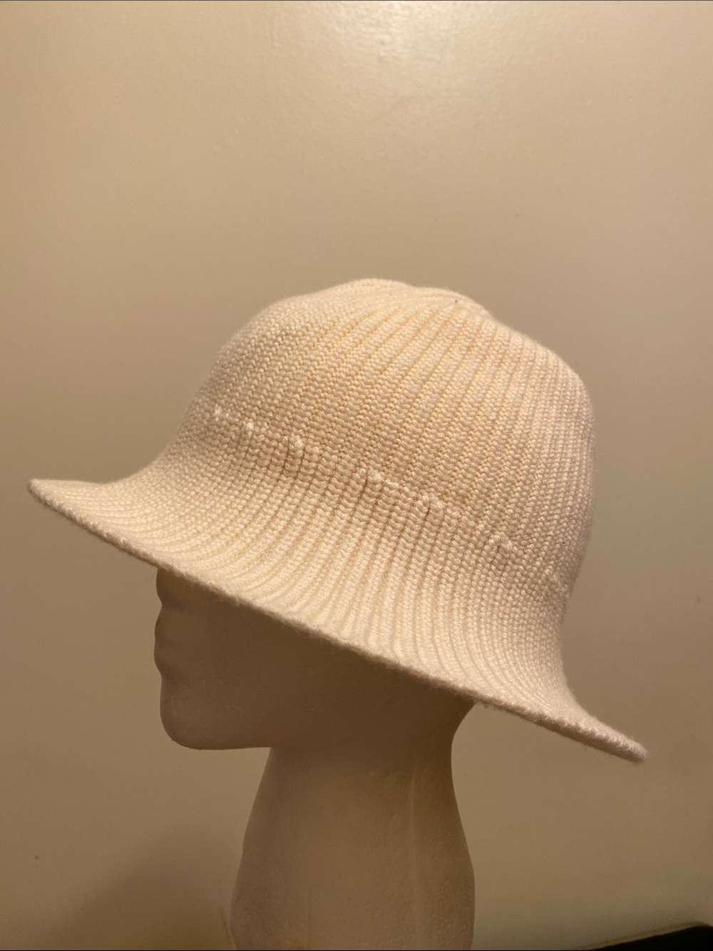 SOLID & STRIPED Wool / Cashmere Cream Knit Brimmed Bucket Hat